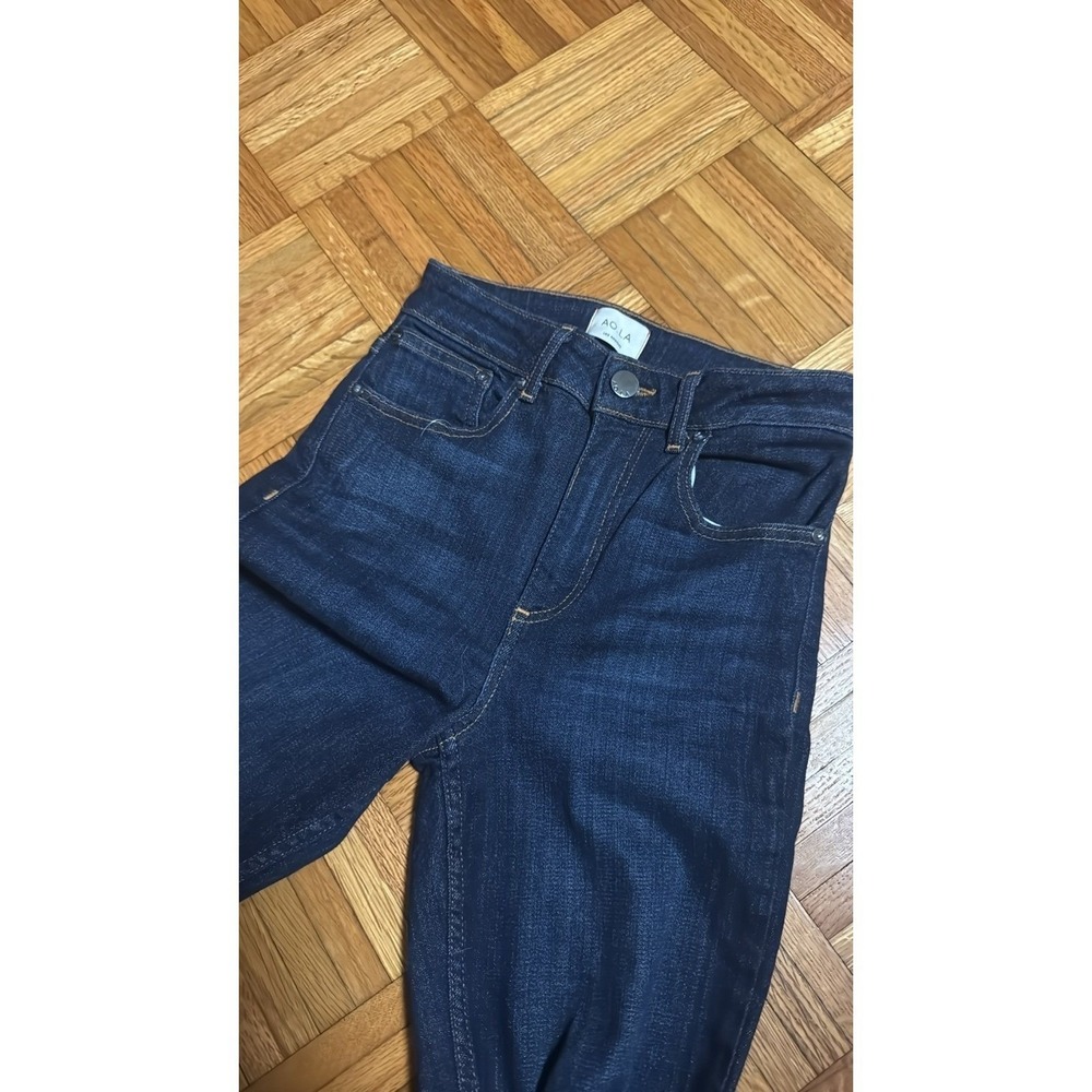 Alice + Olivia‎ LA Cropped Fringe Stretch ruffled hem cropped blue jeans 24 - Picture 5 of 8
